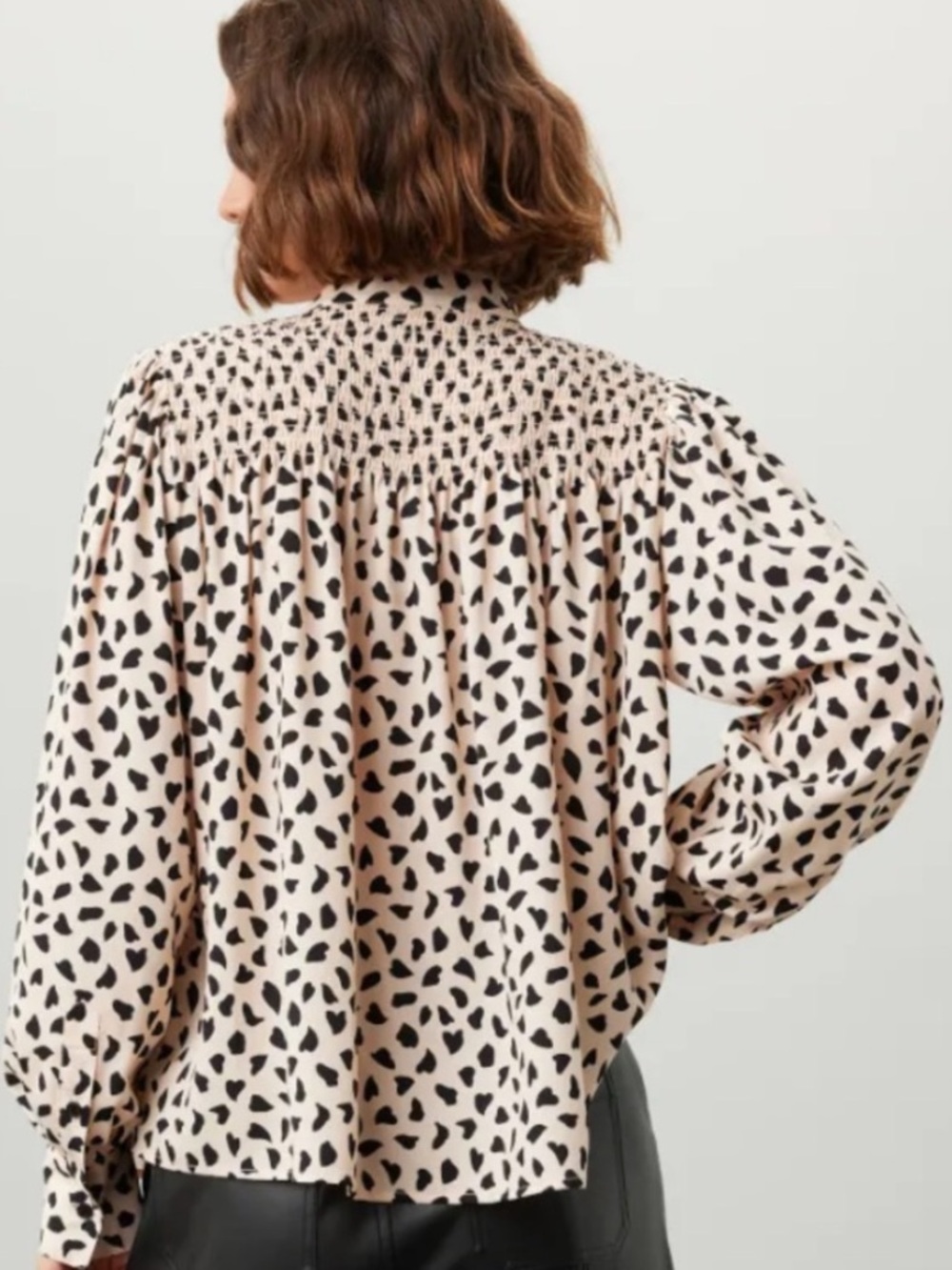 Thakoon Women M AL Beige Combo Long Sleeve Animal Printed Smocked Top NWT - Picture 3 of 15
